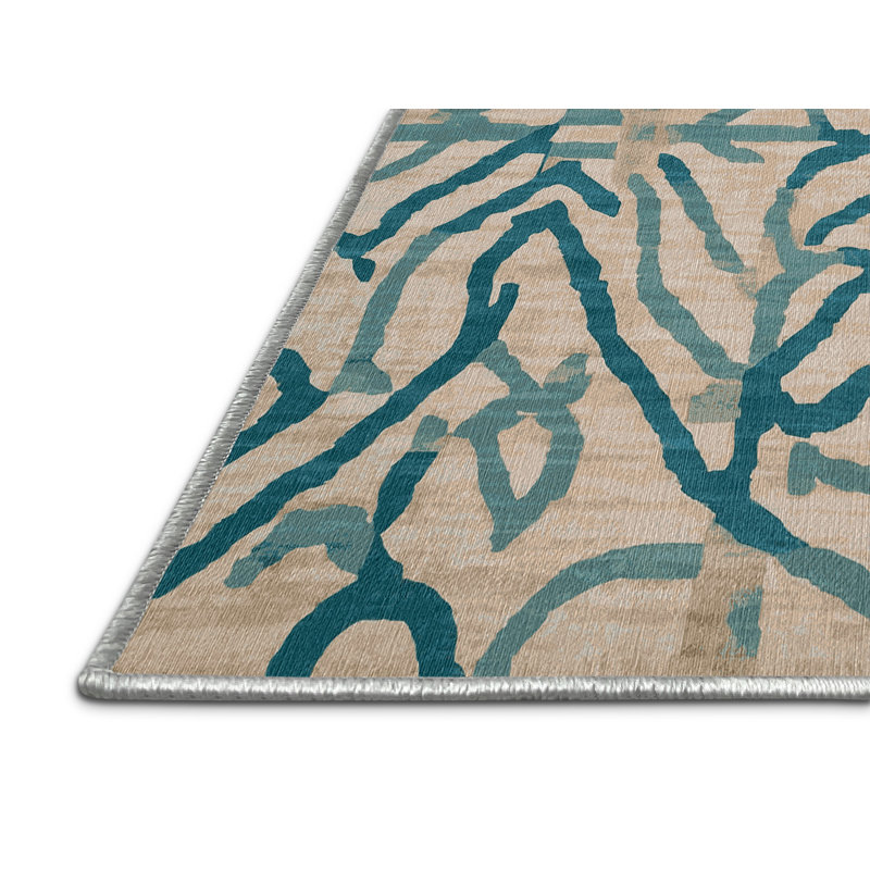 Machine Washable Beige Area Rug, Square 4'