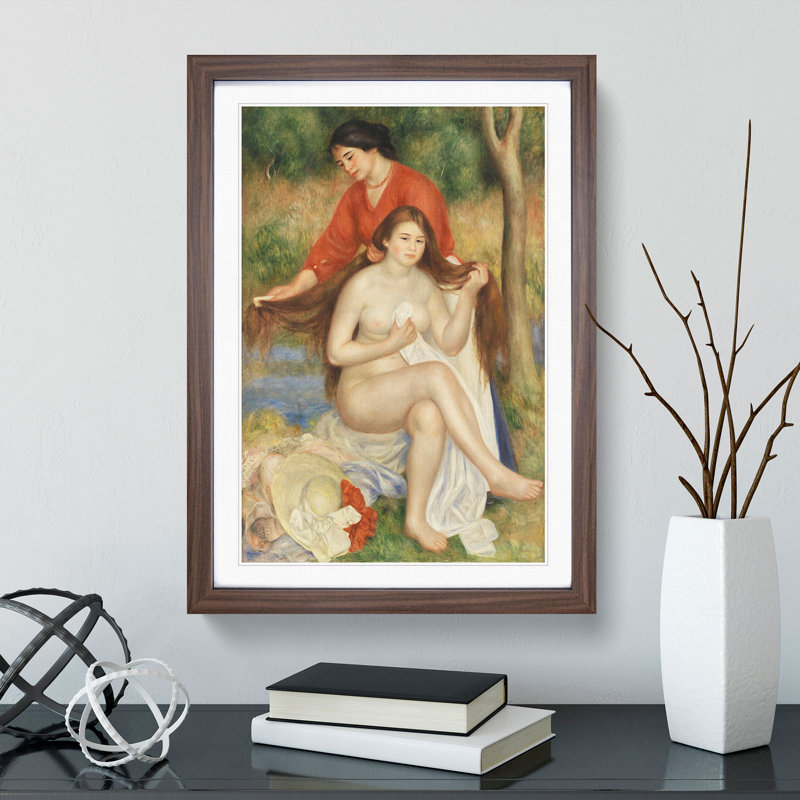Bather and Maid by Pierre-Auguste Renoir - Picture Frame Painting, Walnut, 36cm H x 27cm W x 2cm D