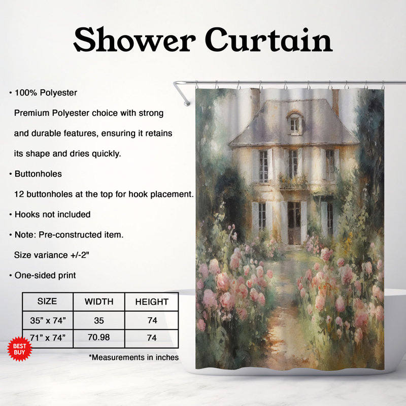 Rideau de douche Frouwe, H 74 po x l 71 po