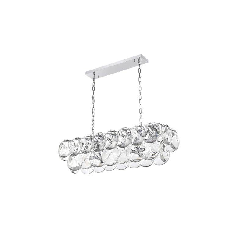 Lustre en cristal 36 pouces Ikeny, 14 lumières, Chrome chrome, H 10 po x l 36 po x P 12 po
