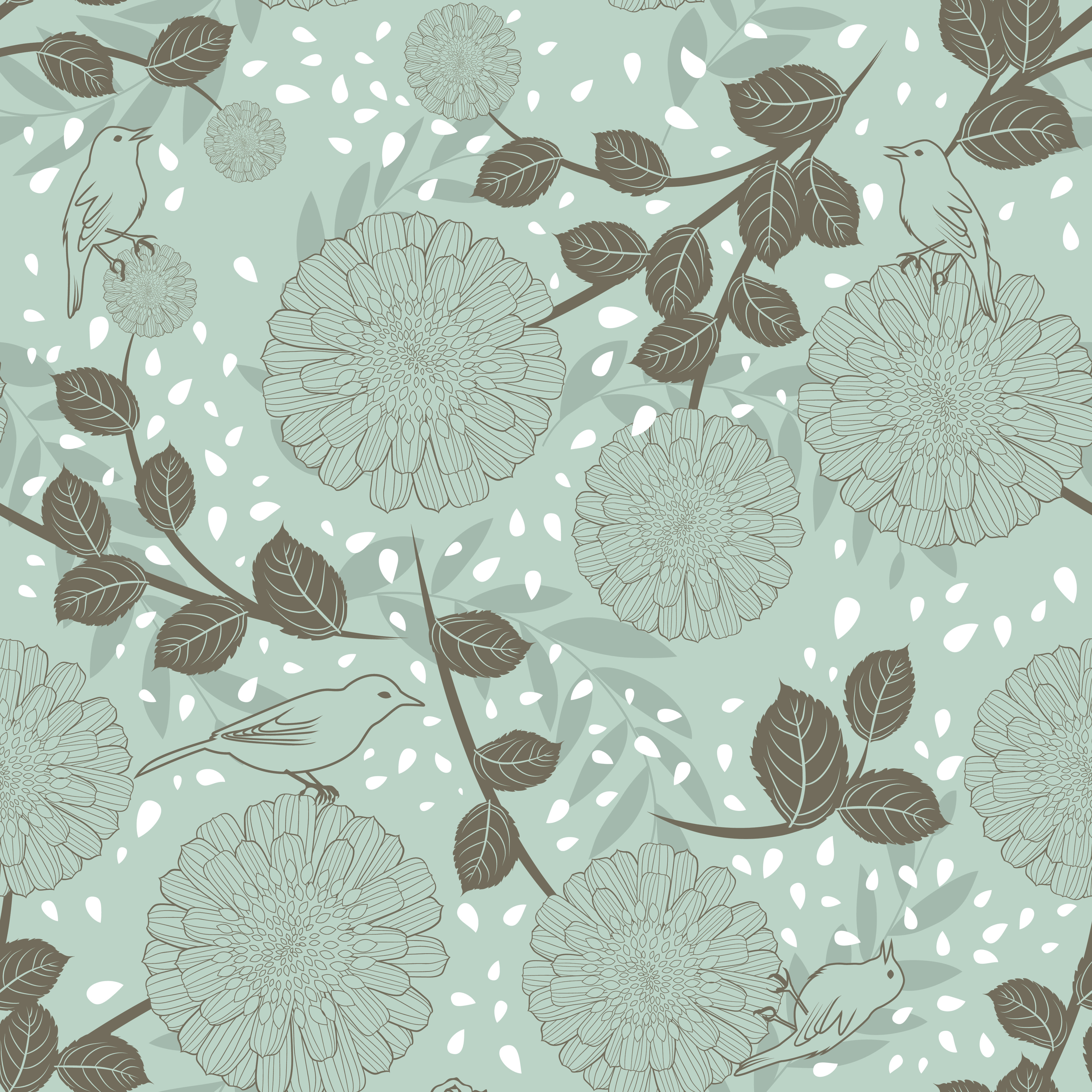 ClassicLiving Seamless Floral Pattern - Wrapped Canvas Photograph ...