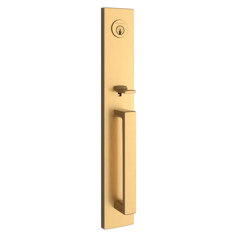 Santa Cruz Handleset, Square Lever, Satin Brass, 2.69" W x 2.41" D