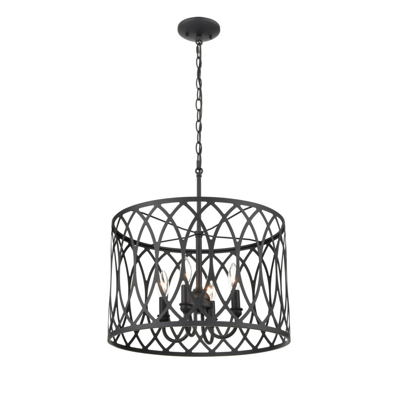 4 lumières 18 po Luminaire suspendu noir mat, Noir mat