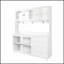 Grande armoire huche de cuisine l 63 po, armoire de rangement autoportante avec 4 portes, 4 tiroirs et tablette à micro-ondes