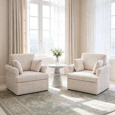 Fauteuil d'appoint moderne pivotant à 360 °, grand fauteuil rond en velours côtelé