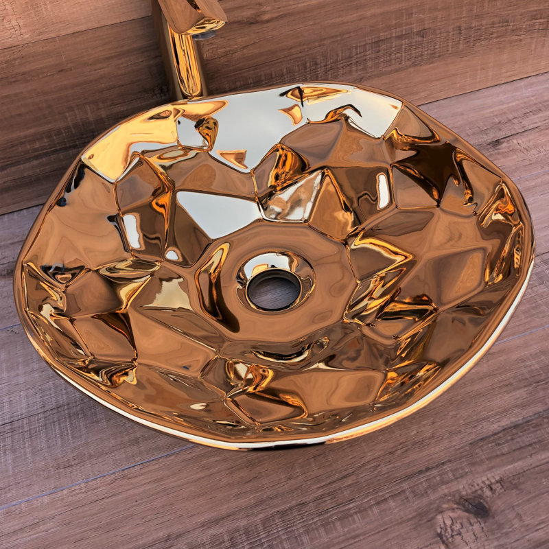Juvia 15.7'' Gold Ceramic Circular Bathroom Sink