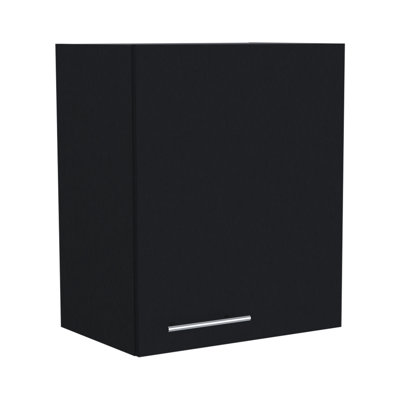 Armoire murale à une porte et deux tablettes, 13,1 po x 19,7 po x 23,6 po, panneau de particules, 1 pièce, armoires, noir, mesure 19