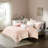 Blush Comforter With Metallic Print For A Serene Bedroom Contemporary Geometric