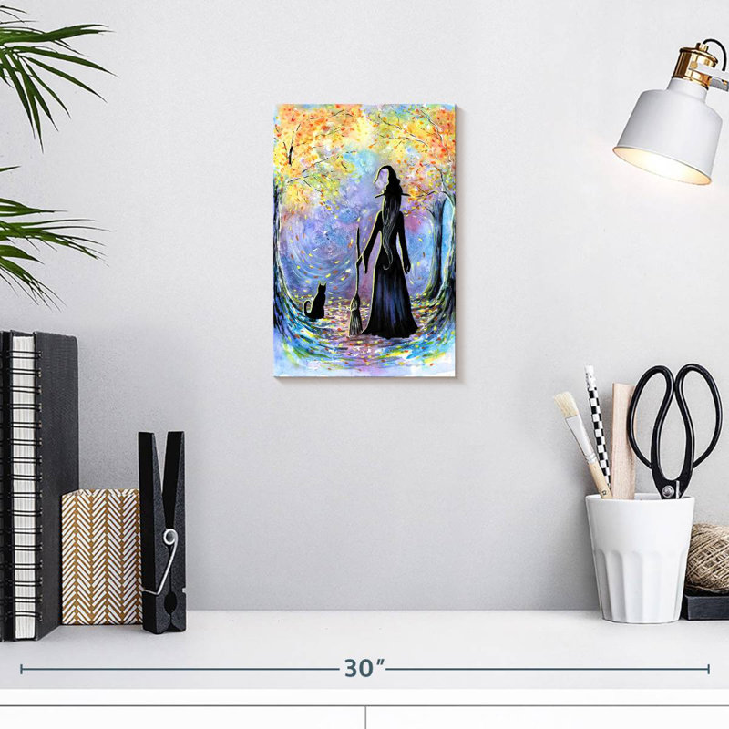 Kelan Witch And Black Cat, 12" H x 8" W