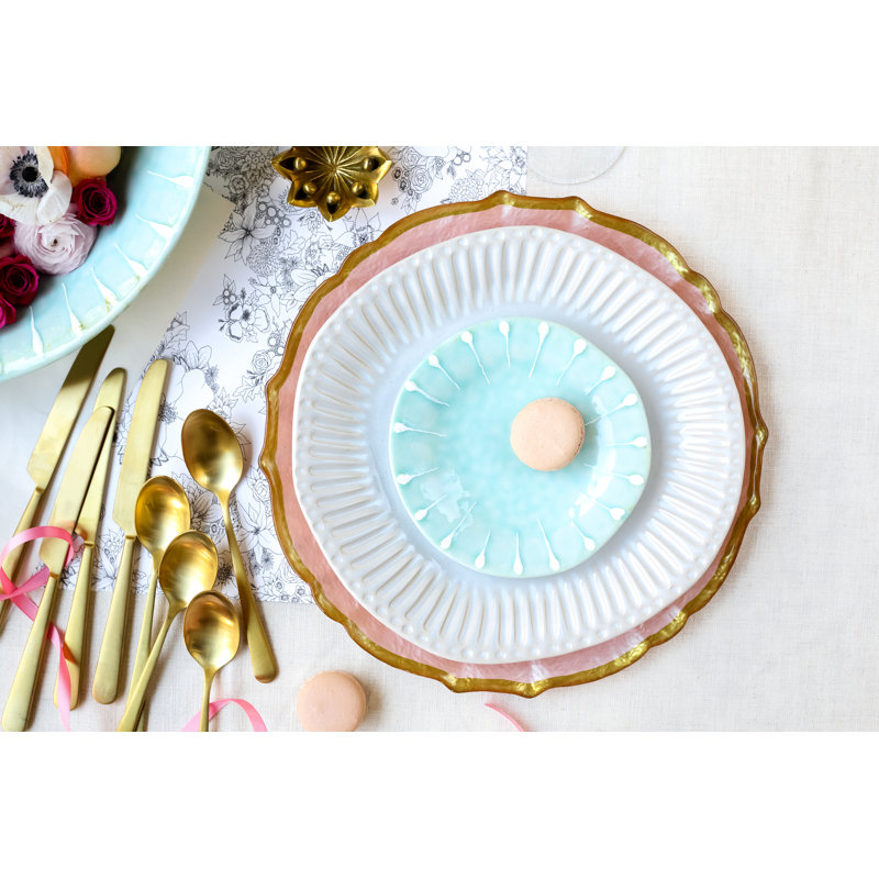 Baroque Glass Salad/Dessert Plate, White
