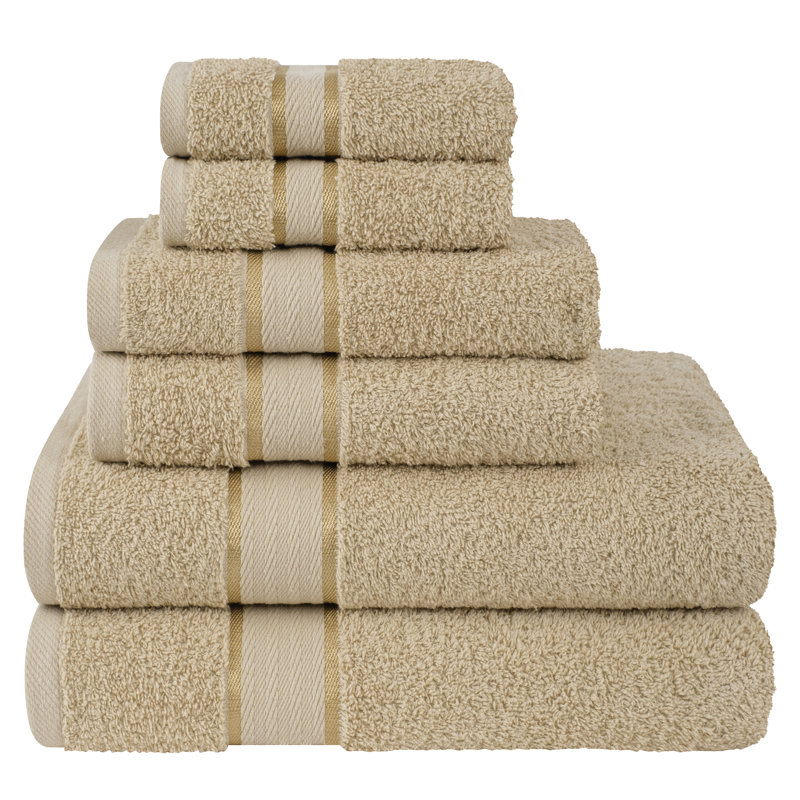 Ensemble de serviettes turques en coton 6 pièces Ashlay, Beige