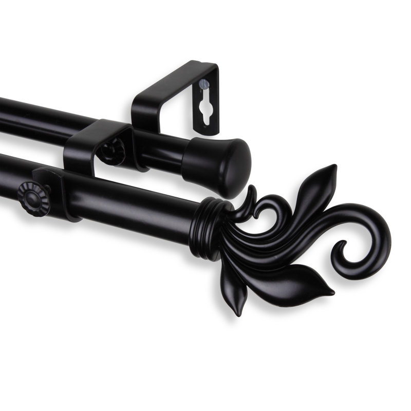 Tringle à rideaux double Rexford, 48 po - L 84 po, Noir