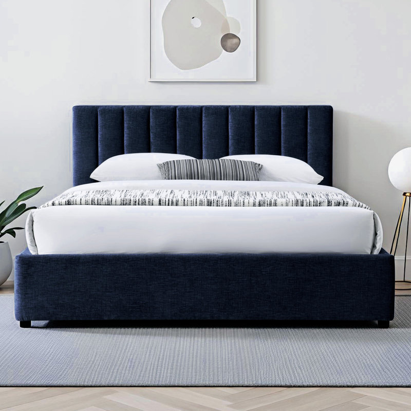 Conforti Upholstered Platform Bed, King, Blue