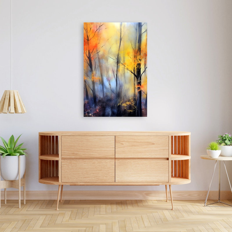 Misty Autumn Forest, H 48 po x l 32 po