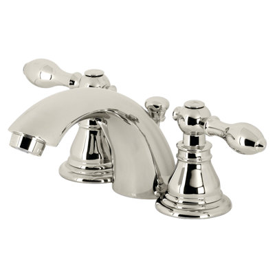 Kingston Brass American Classic Two-Handle 3-Hole Deck Mount Mini-Widespread Bathroom Faucet with Plastic Pop-Up