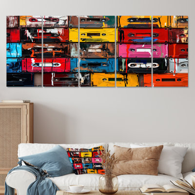 " Colorful Pop Art Melodic Tapes IV 5 Piece Art " 5 - Pieces