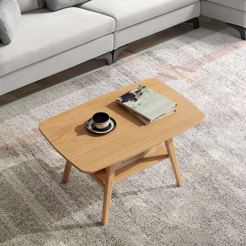Table basse, table basse en bois Soild, H 17,3 po x L 31,5 po x l 19,7 po, Oak
