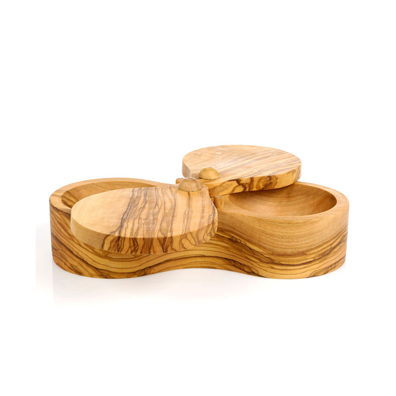 Salière double en bois d'olivier Berard France