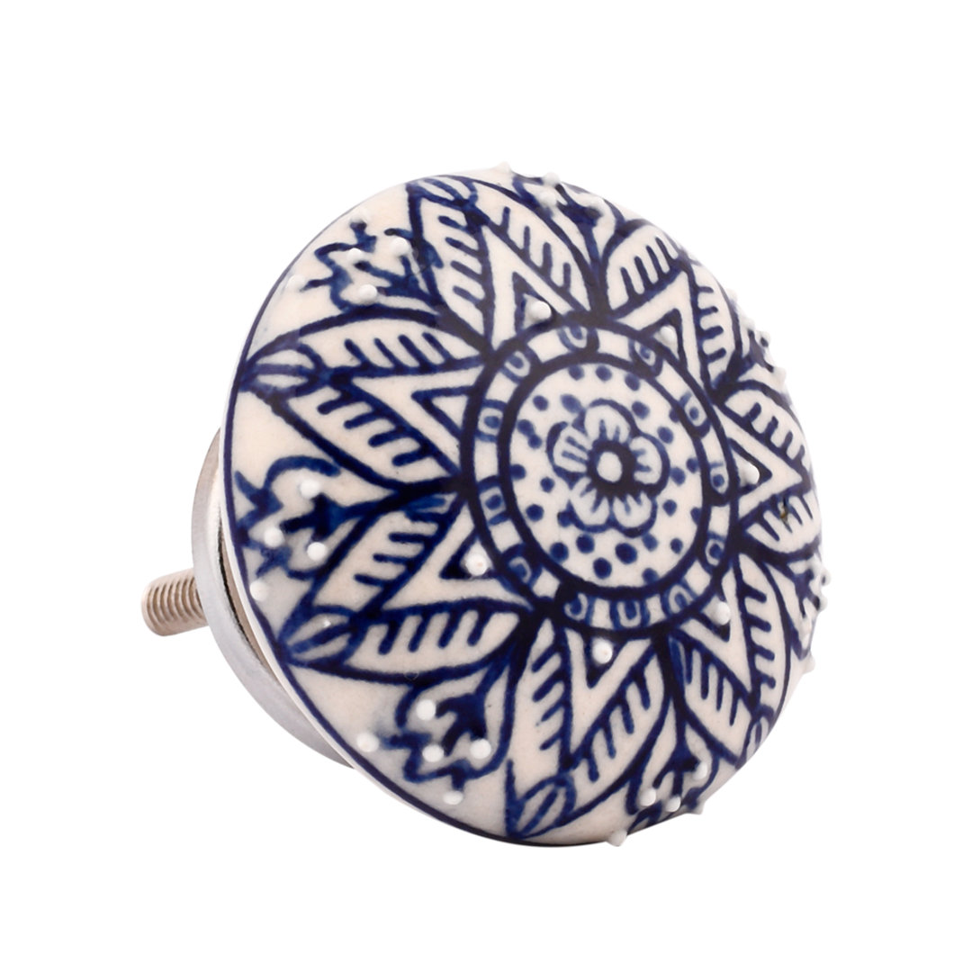 Blue/White Floral Ceramic Cabinet Knob (Set of 4) MarktSq