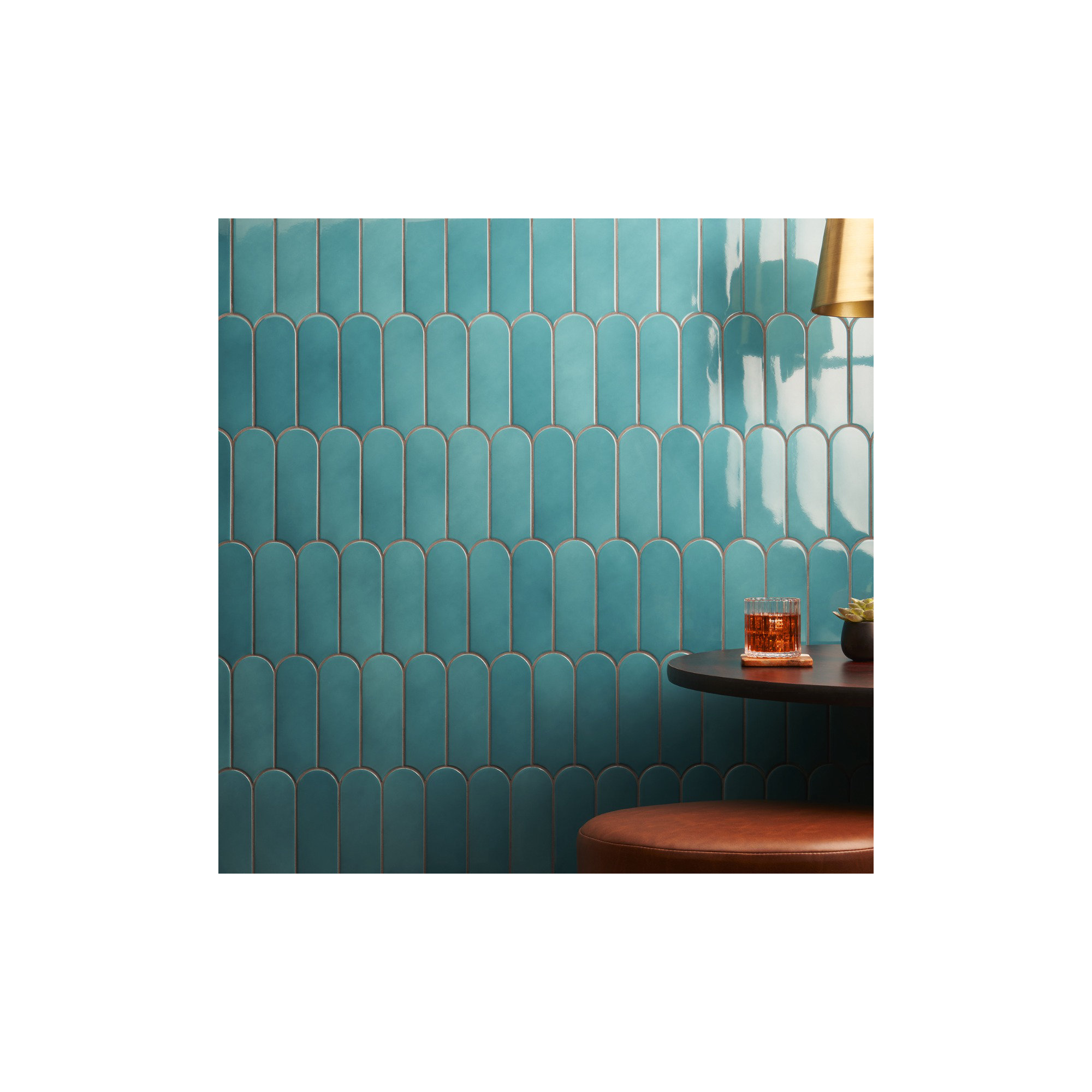 Airy 2.83 in. x 7.67 in. Polished Ceramic Fishscale Wall Tile (5.15 Sq. Ft. / Case), Turquoise