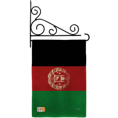 En toile jute à 2 côtés 19 x 13 po afghanistan drapeau de jardin
