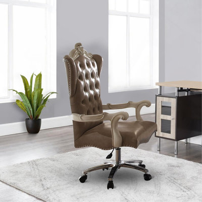 Fauteuil pivotant rétro gris et blanc os