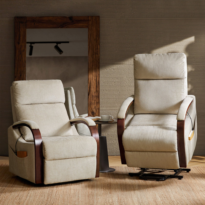 Ensemble de 2 fauteuils inclinables électriques Quameir, Lin lin
