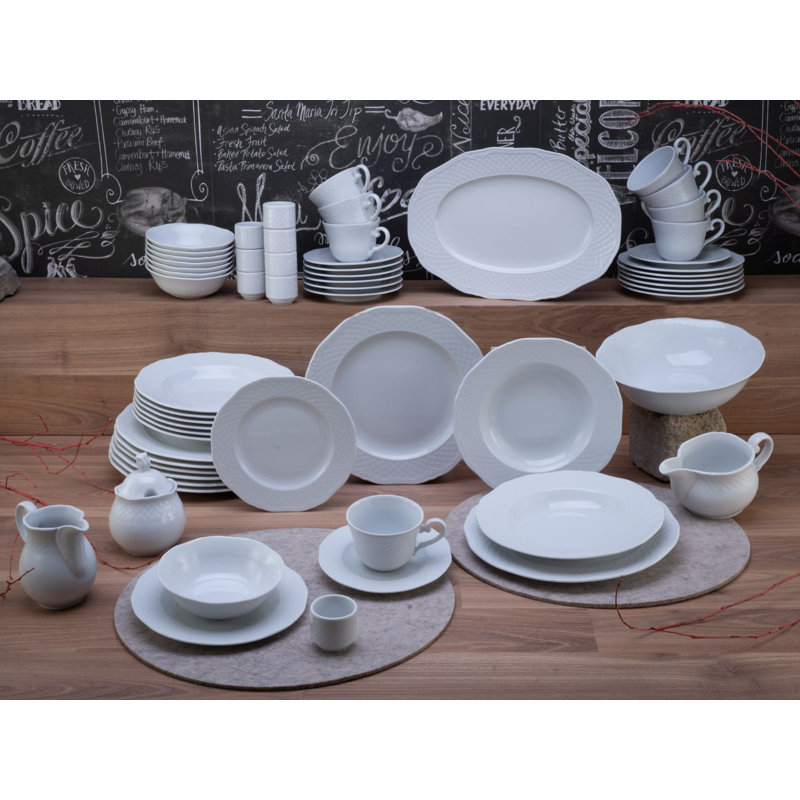 Arianne, 61-Piece Combination Service Porcelain Tableware Set for 8 People
