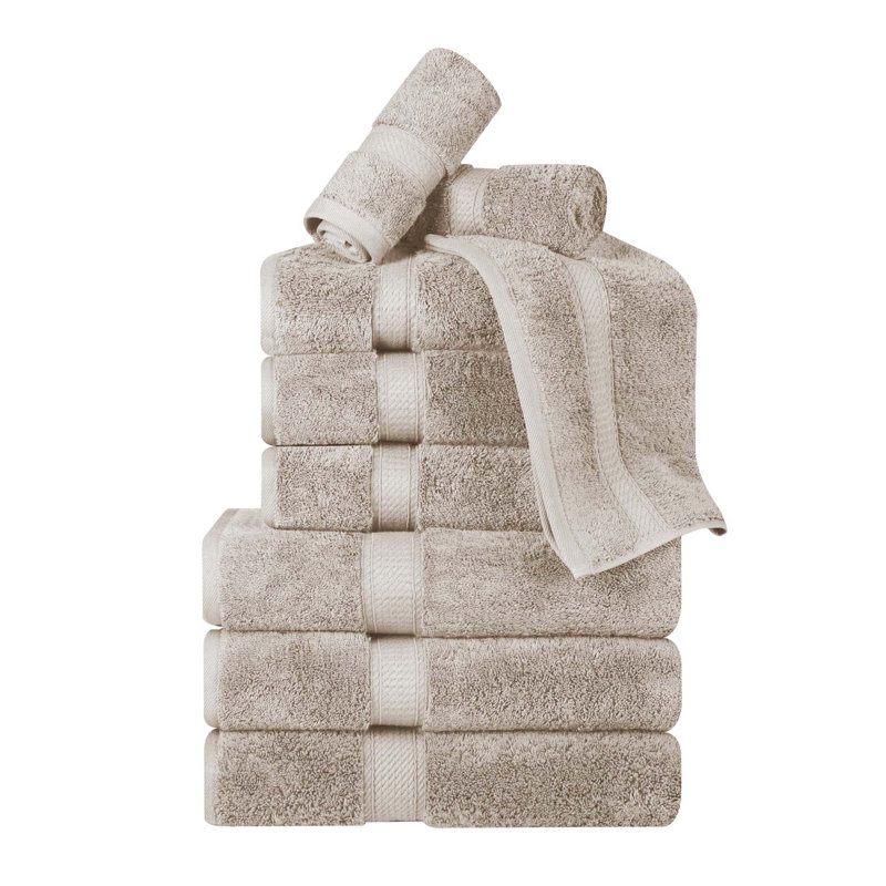Scotia Egyptian Cotton Bath Towel Set, Stone, 9Pc Towel Set  (3Bath, 3Hand, 3Face)