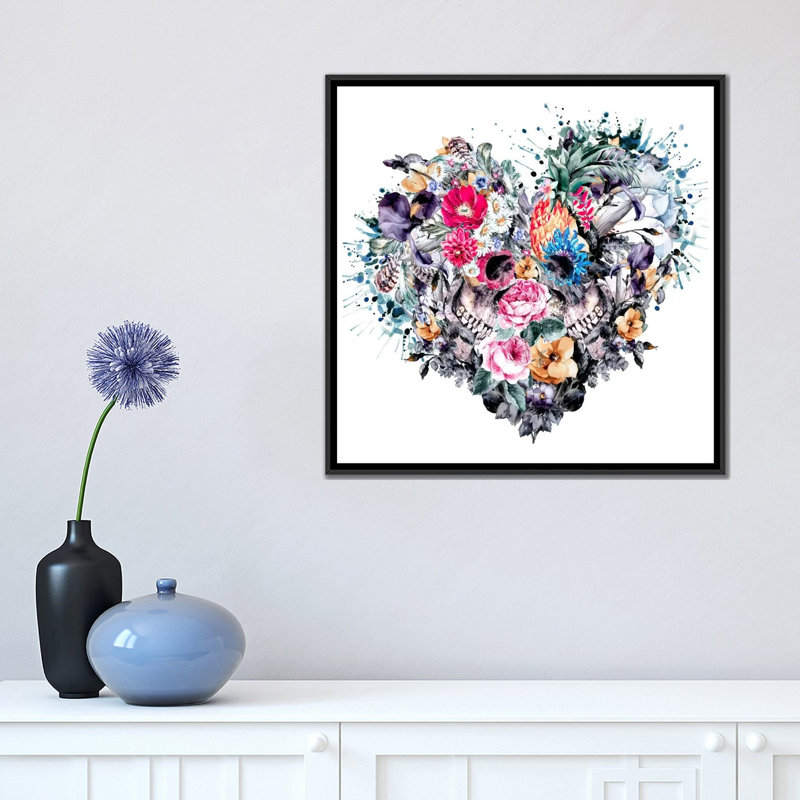 «Floral Forever», impression sur toile, H 18 po x l 18 po x P 1,5 po, Toile avec cadre noir, Pas de tapis