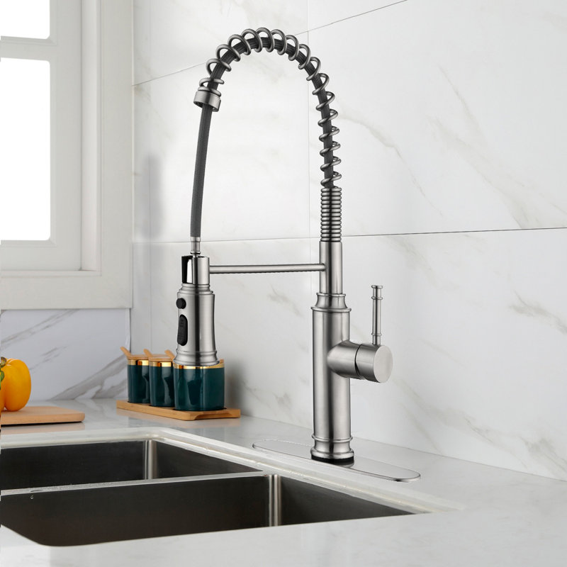 DROP Bath And Kitchen Pull Down Kitchen Faucet, Brushed Nickel