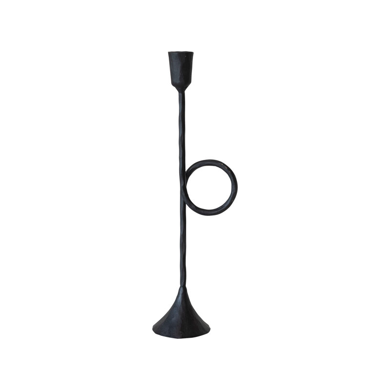 Porte-bougie conique en métal forgé à la main avec poignée, H 13,5 po x l 4 po x P 2,75 po