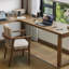 62.99"+47.24" Light-walnut L-Shaped Solid Wood desk-109542605-109542602