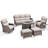 High Back Outdoor Furniture With 6-Inch Extra Thick Cushions, Patio Furniture Set With Fire Pit Table & Swivel Chairs, 7 PCS Wicker Conversation Set For Yard, Deck, Poolside-1764447180-1764447182