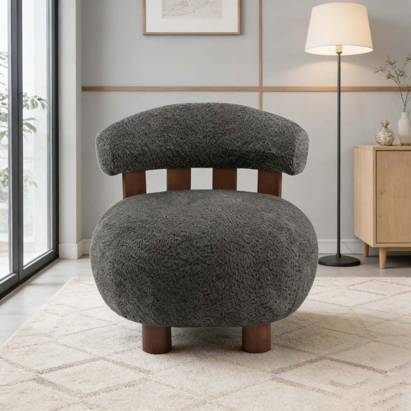 Fauteuil d'appoint Modern, Gris foncé, noyer