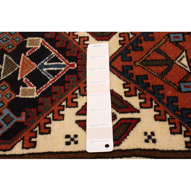 Tapis de couloir unique en laine noué à la main de style nouvel âge 2 pi 3 po x 10 pi Jesse-James crème / rouge / bleu marine foncé