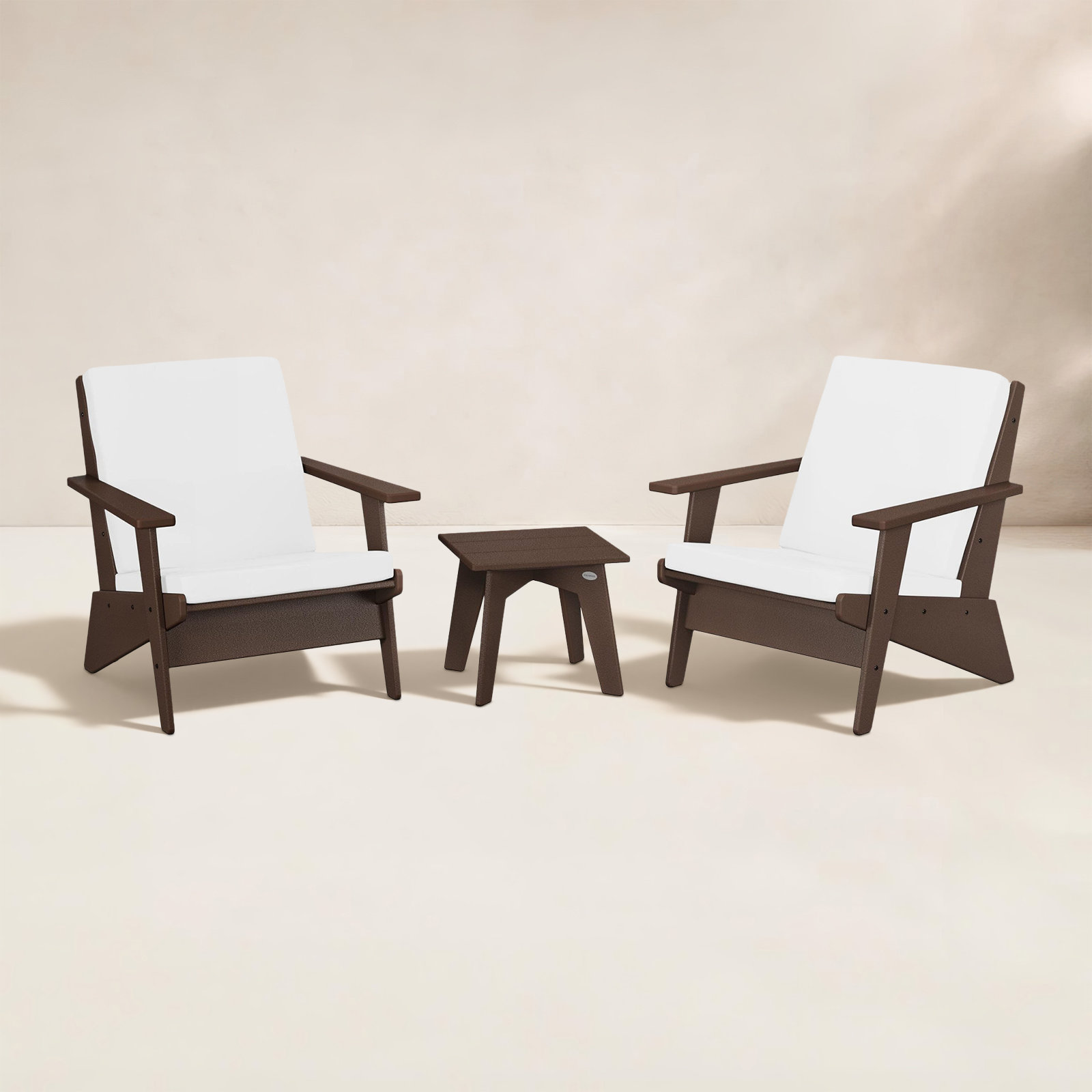 POLYWOOD® Riviera 2-Person Patio Seating Group, Natural, Mahogany