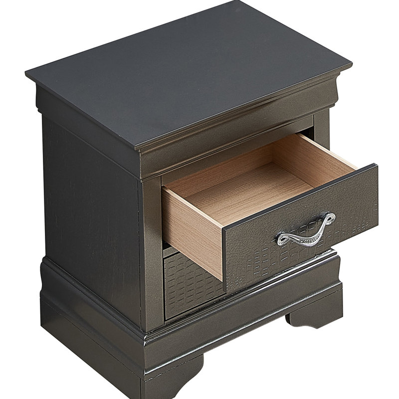 Élégante table de chevet métallique avec tiroirs, Noir