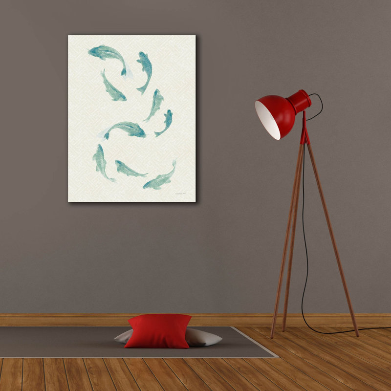 «Celadon Koi 3» par Danhui Nai, art mural sur toile, H 34 po x l 26 po