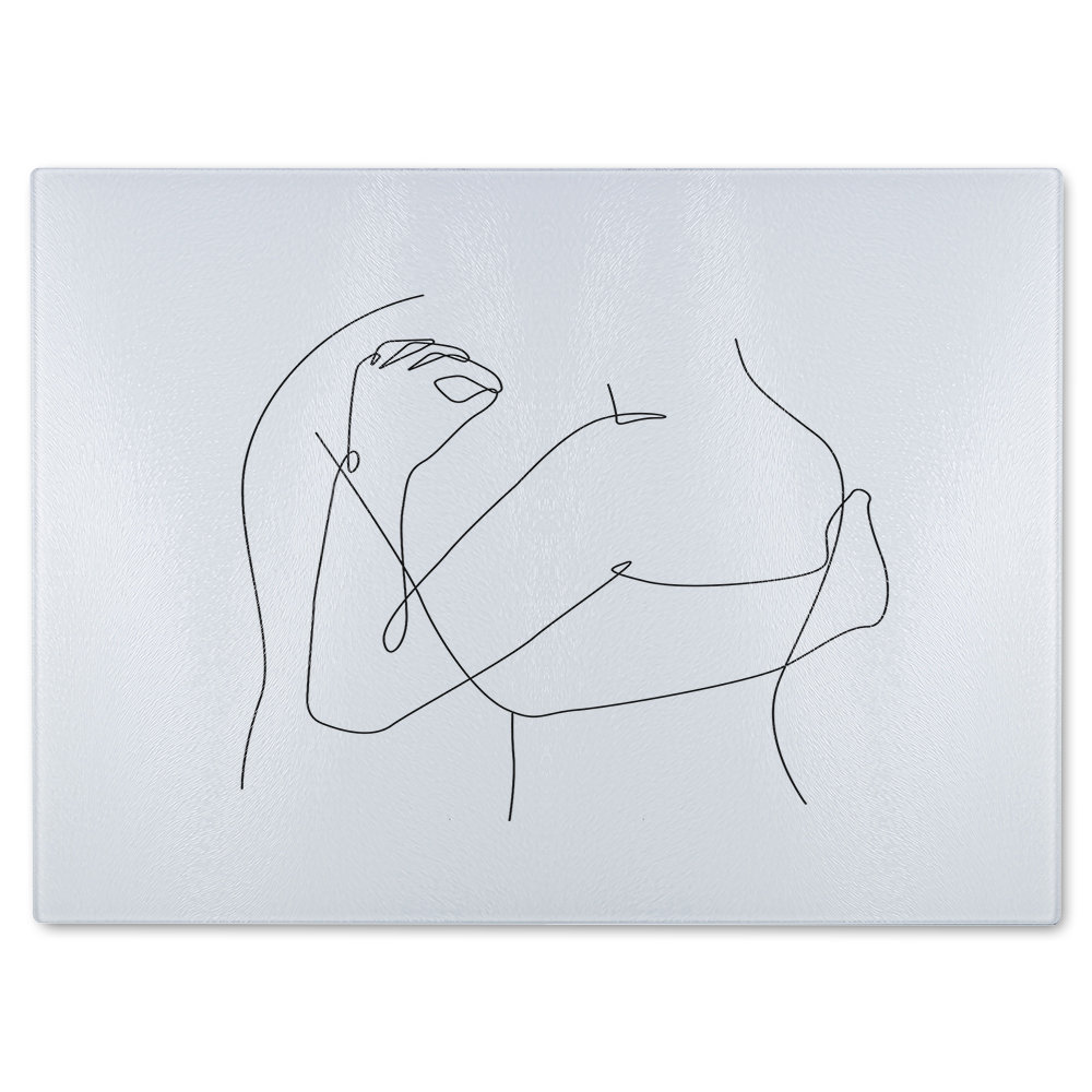 line art hug Designer Glass Chopping Board