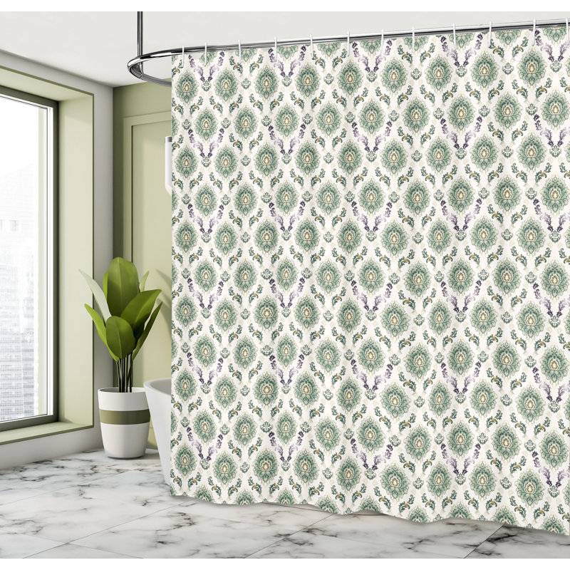 East Urban Home Classical Shower Curtain Orient Damask Pattern, 84"H x 69"W