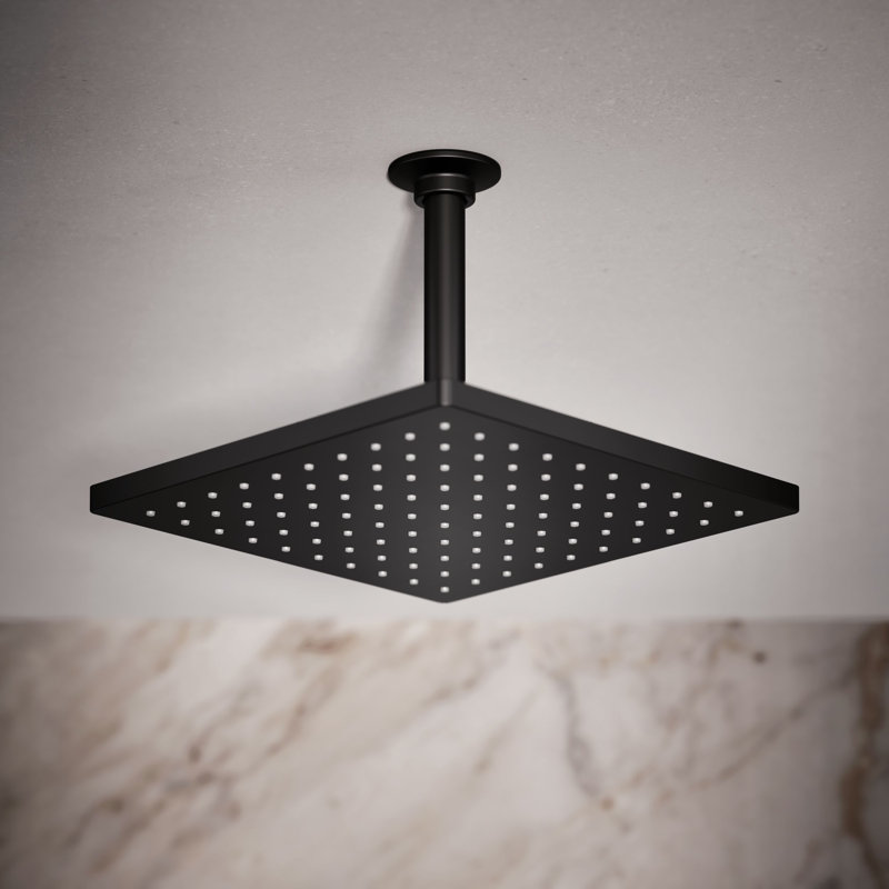 Honesty 10" Single-Function Wall or Ceiling-Mount Square Rainhead, Square Rain Showerhead 1.75 GPM, Matte Black