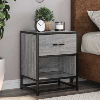 Amberle 40cm W Metal Bedside Table
