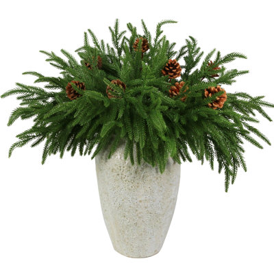 12 Piece Artifcial Norfolk Pine Branches with 8 Piece Pine Cone Plants Decor