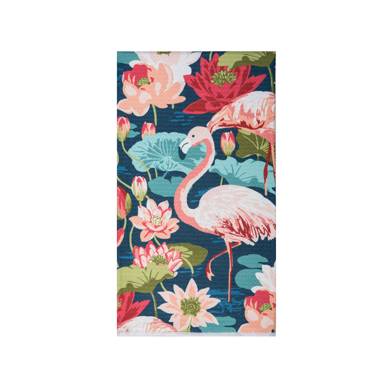 Torchon 100% coton Flamingo Lagoon