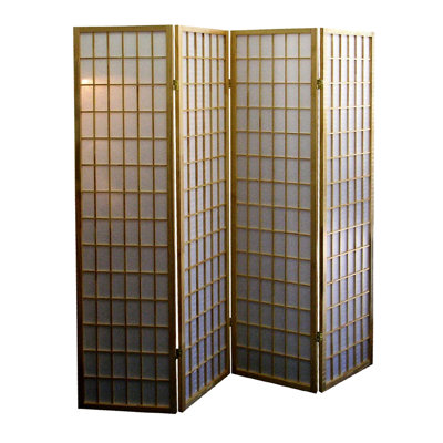 Paravent 70 po 4 pièces en bois naturel de style japonais. Définissez la zone privée. 4 panneaux de papier. Se plie facilement pour le rangement. Multicolore. Paravent H 70 po x l 60 po x P 17 lb, finition bois. Espace d'intimité.