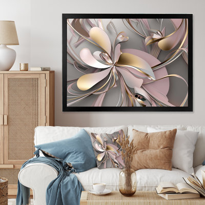 Liquid Art Gold And Pink Effervescence I - 0 Framed Art