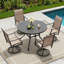 Tables de patio durables, grain de bois rond en métal de 41 pouces pour la cour