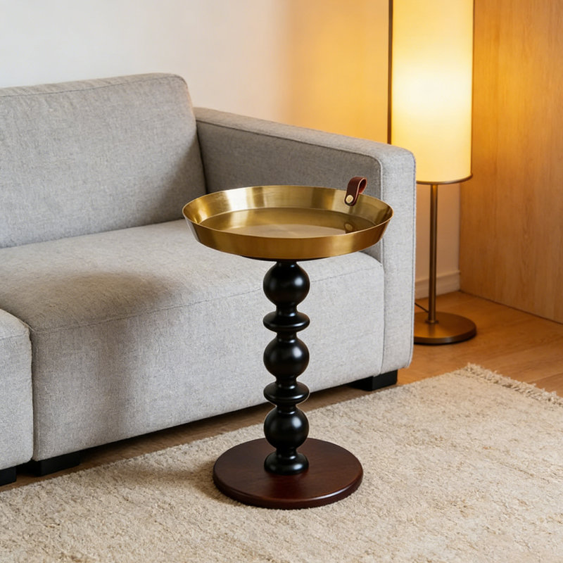 Petite table basse en métal et bois de noyer durable