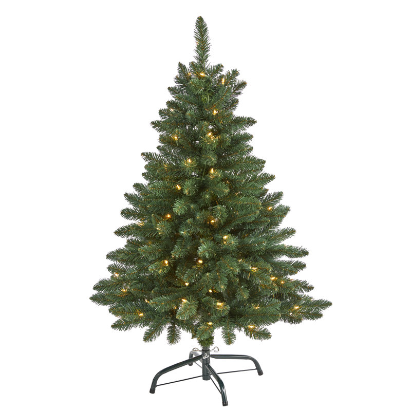 Arbre de Noël artificiel épinette verte et cachemire d'aspect réaliste, H 4 pi